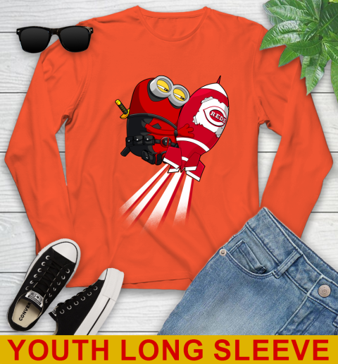 MLB Baseball Cincinnatim Reds Deadpool Minion Marvel Shirt Youth Long Sleeve 3
