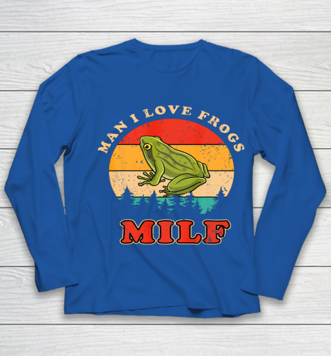 MILF Man I Love Frogs Funny Retro Frog Youth Long Sleeve 7