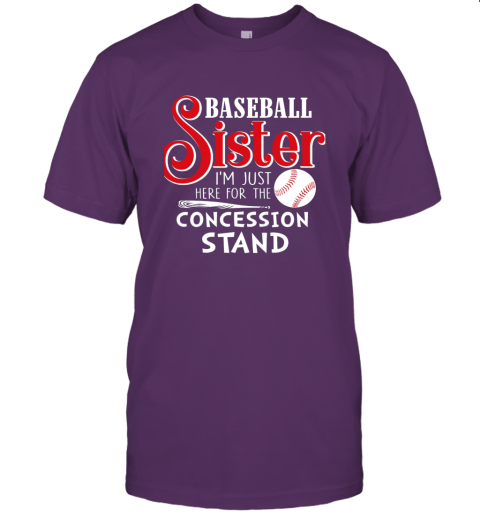 nror baseball sister i39 m just here for the concession stand gift jersey t shirt 60 front team purple
