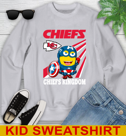 NFL Football Kansas City Chiefs Captain America Marvel Avengers Minion Shirt Youth Sweatshirt 3