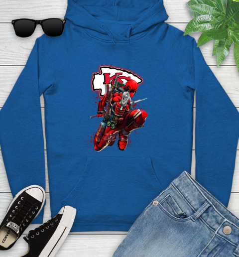 NFL Deadpool Marvel Comics Sports Football Kansas City Chiefs Youth Hoodie 9