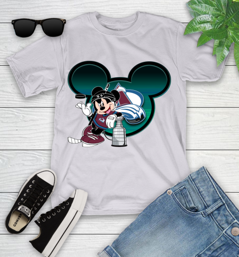 NHL Colorado Avalanche Stanley Cup Mickey Mouse Disney Hockey T Shirt Youth T-Shirt 4
