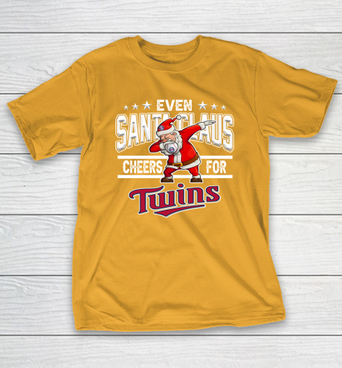 Minnesota Twins Even Santa Claus Cheers For Christmas MLB T-Shirt 2
