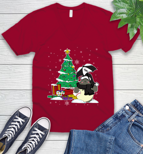Cincinnati Reds MLB Baseball Cute Tonari No Totoro Christmas Sports (2) V-Neck T-Shirt 7