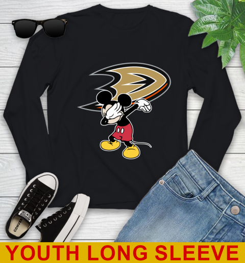 Anaheim Ducks NHL Hockey Dabbing Mickey Disney Sports Youth Long Sleeve 2