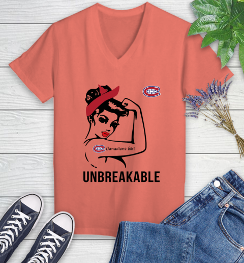 NHL Montreal Canadiens Girl Unbreakable Hockey Sports Women's V-Neck T-Shirt 3
