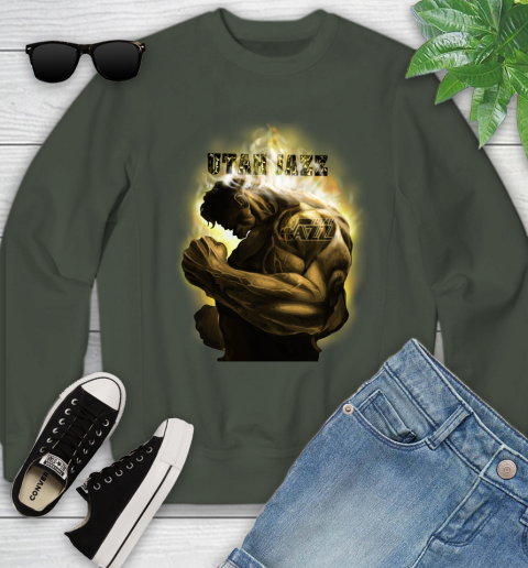 Utah Jazz NBA Basketball Hulk Marvel Avengers Sports Youth Sweatshirt 9