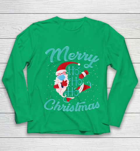 Merry Christmas Ho Ho Ho Santa Claus Wearing A Face Mask Youth Long Sleeve 4
