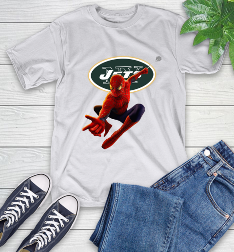 NFL Spider Man Avengers Endgame Football New York Jets T-Shirt 12