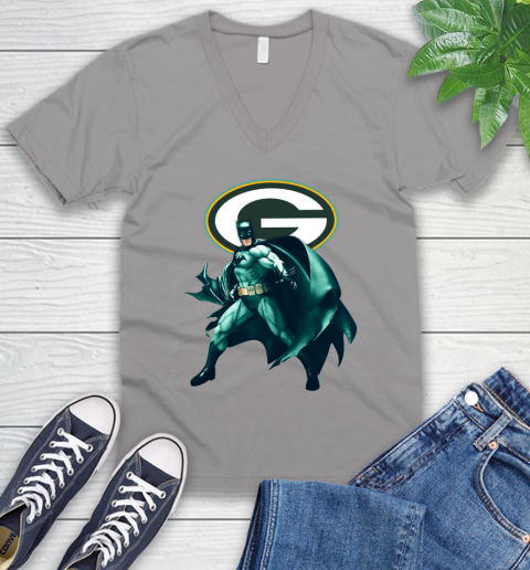 NFL Batman Football Sports Green Bay Packers V-Neck T-Shirt 4