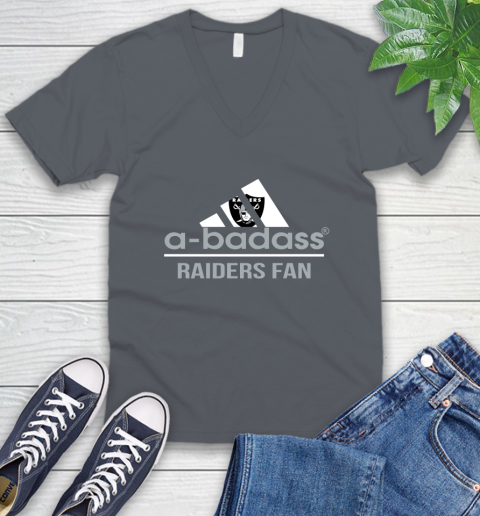 Oakland Raiders NFL Football A Badass Adidas Adoring Fan Sports V-Neck T-Shirt 4