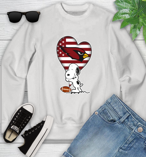 Arizona Cardinals NFL Football The Peanuts Movie Adorable Snoopy Youth Sweatshirt