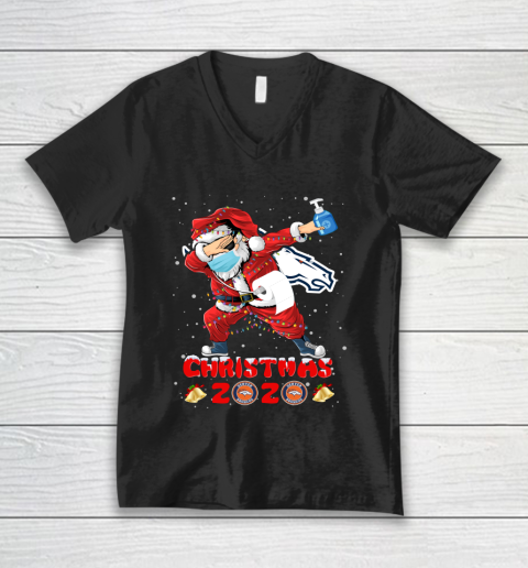Denver Broncos Funny Santa Claus Dabbing Christmas 2020 NFL V-Neck T-Shirt