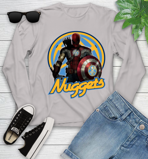 Denver Nuggets NBA Basketball Captain America Thor Spider Man Hawkeye Avengers Youth Long Sleeve 12