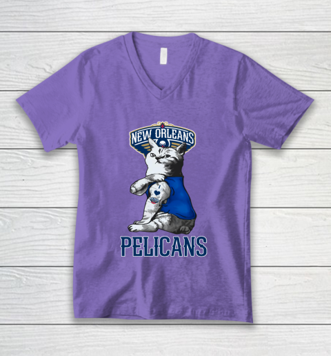 NBA Basketball My Cat Loves New Orleans Pelicans V-Neck T-Shirt 8