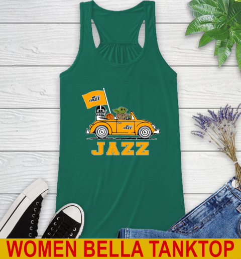 NBA Basketball Utah Jazz Darth Vader Baby Yoda Driving Star Wars Shirt Racerback Tank 7