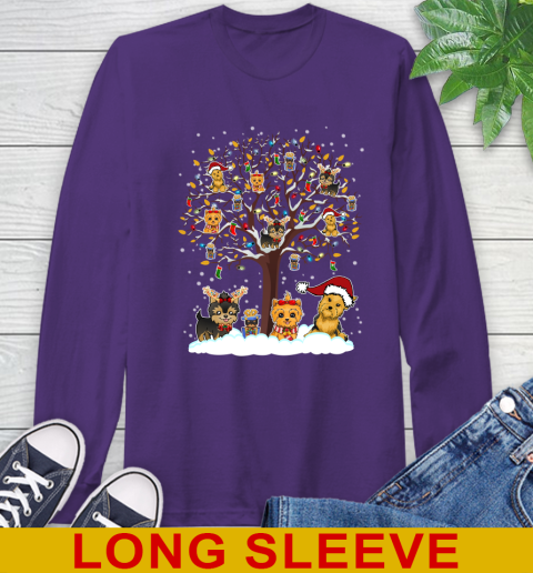 Yorkie dog pet lover light christmas tree shirt 59