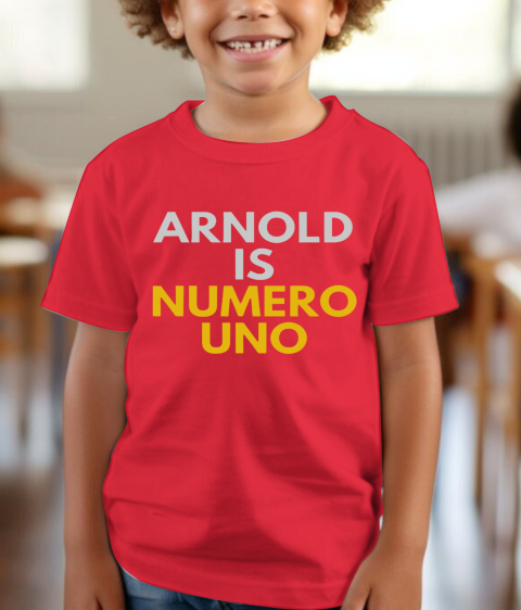 Fans of Schwarzenegger, Arnold is numero uno Youth T-Shirt lnzj fans of schwarzenegger arnold is numero uno youth t shirt 26 front red