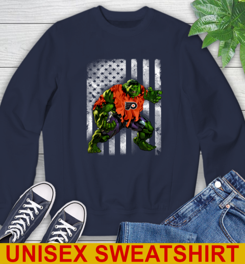 Philadelphia Flyers Hulk Marvel Avengers NHL Hockey American Flag Sweatshirt 2