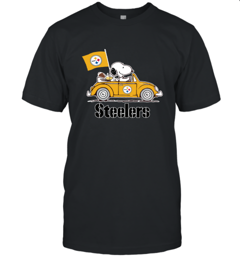 Snoopy And Woodstock Ride The Pittsburg Steelers Car NFL Unisex Jersey Tee