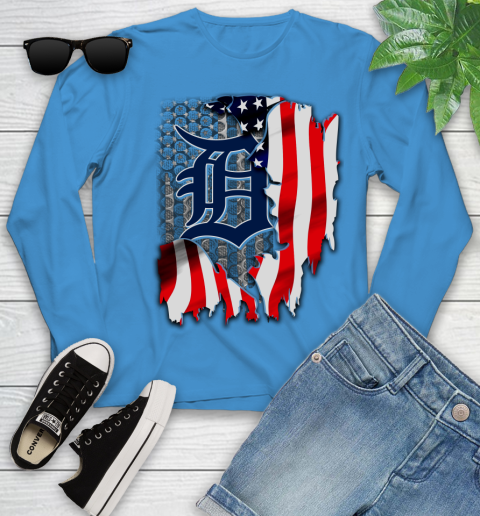 Detroit Tigers MLB Baseball American Flag Youth Long Sleeve 8
