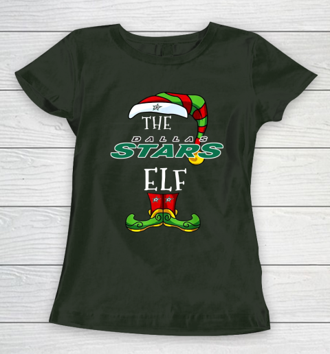 Dallas Stars Christmas ELF Funny NHL Women's T-Shirt 4