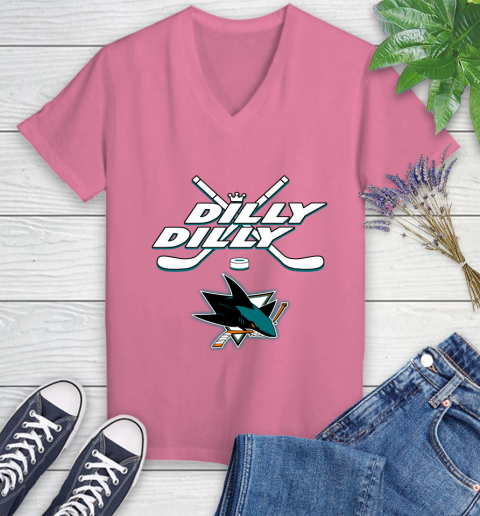 NHL San Jose Sharks Dilly Dilly Hockey Sports Women's V-Neck T-Shirt 13