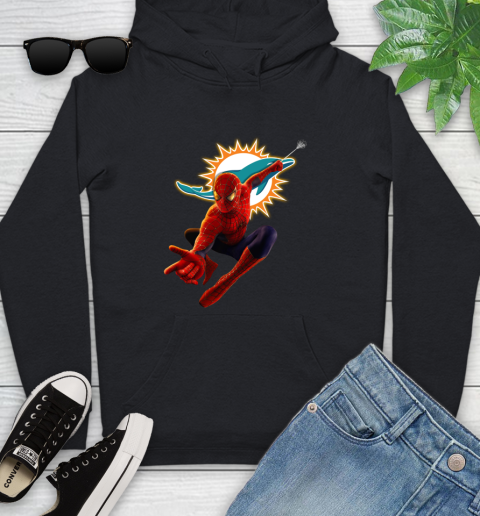 NFL Spider Man Avengers Endgame Football Miami Dolphins Youth Hoodie 2