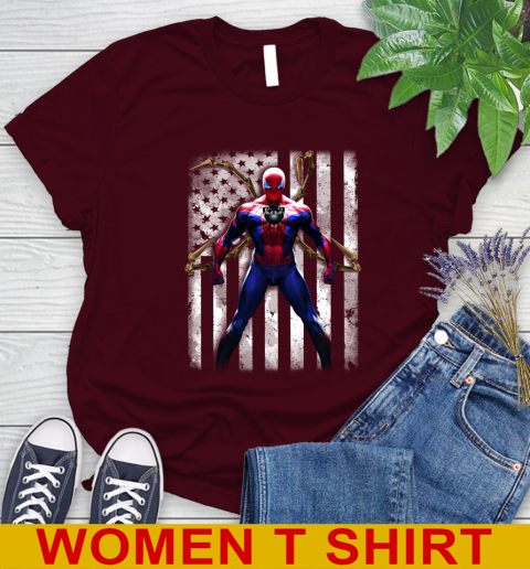 NFL Football Oakland Raiders Spider Man Avengers Marvel American Flag Shirt Women's T-Shirt 7 NFL Football Oakland Raiders Spider Man Avengers Marvel American Flag Shirt Women's T-Shirt - Image 7