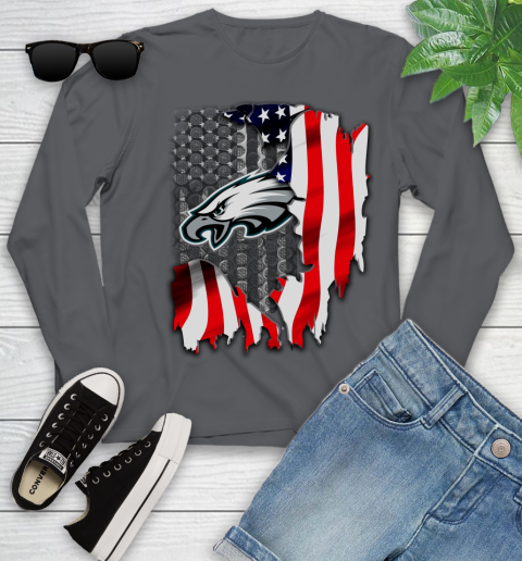 Philadelphia Eagles NFL Football American Flag Youth Long Sleeve 9