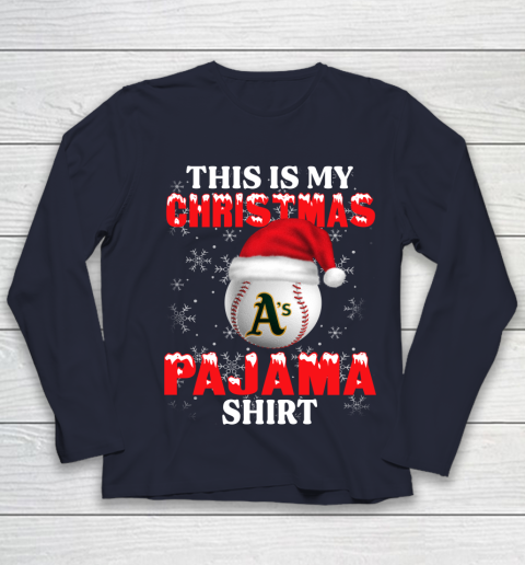 Oakland Athletics This Is My Christmas Pajama Shirt MLB Youth Long Sleeve 2