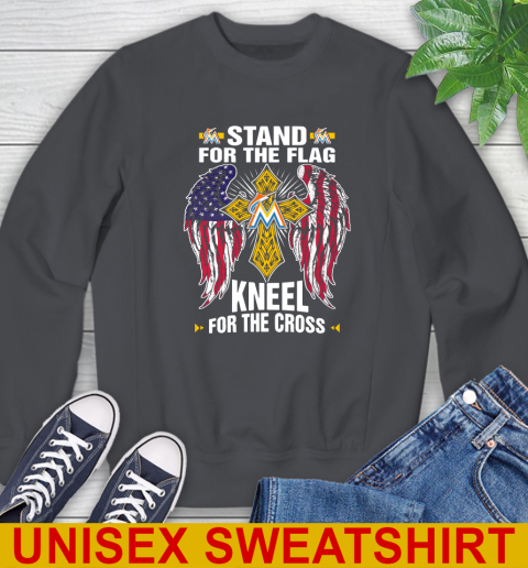 MLB Baseball Miami Marlins Stand For Flag Kneel For The Cross Shirt Sweatshirt 7