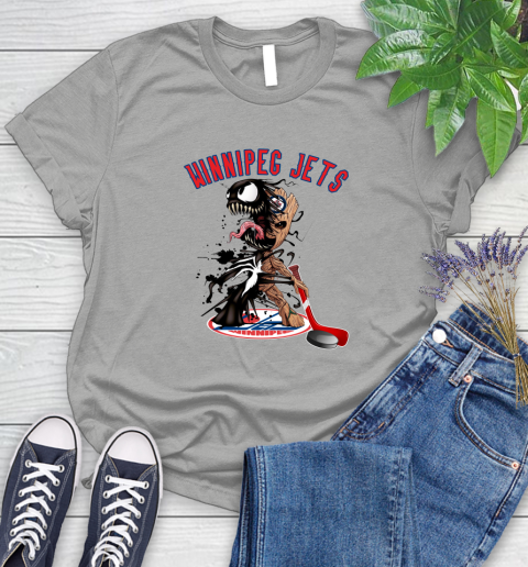 NHL Winnipeg Jets Hockey Venom Groot Guardians Of The Galaxy Women's T-Shirt 10