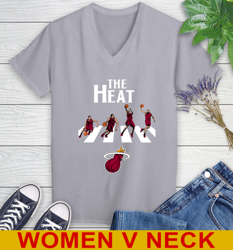 NBA Basketball Miami Heat The Beatles Rock Band Shirt Women's V-Neck T-Shirt 4