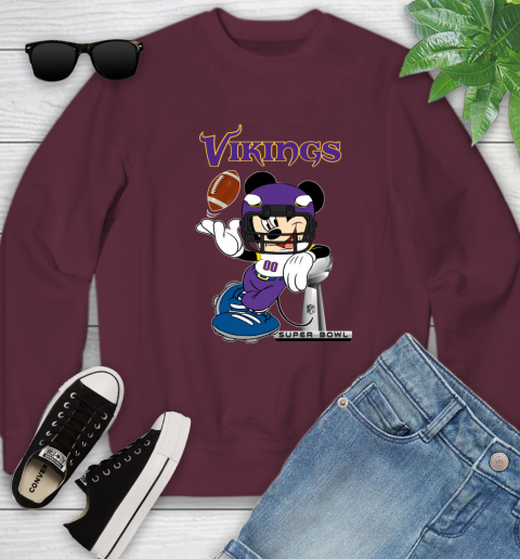 NFL Minnesota Vikings Mickey Mouse Disney Super Bowl Football T Shirt Youth Sweatshirt 5
