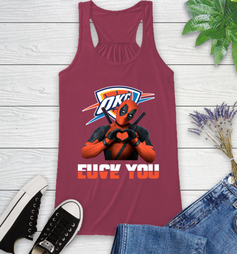 NBA Oklahoma City Thunder Deadpool Love You Fuck You Basketball Sports Racerback Tank 7