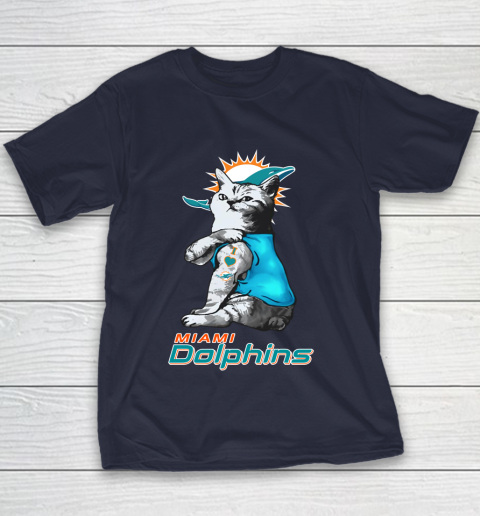 NFL Football My Cat Loves Miami Dolphins Youth T-Shirt 2