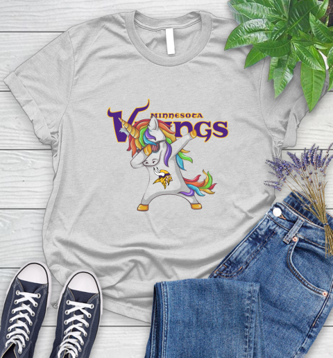 Minnesota Vikings NFL Football Funny Unicorn Dabbing Sports Women's T-Shirt