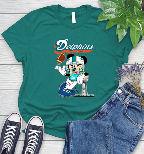 NFL Miami Dolphins Mickey Mouse Disney Super Bowl Football T Shirt Women's T-Shirt 12