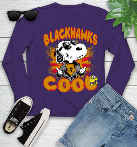 NHL Hockey Chicago Blackhawks Cool Snoopy Shirt Youth Long Sleeve 4