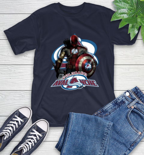 NHL Captain America Thor Spider Man Hawkeye Avengers Endgame Hockey Colorado Avalanche T-Shirt 4