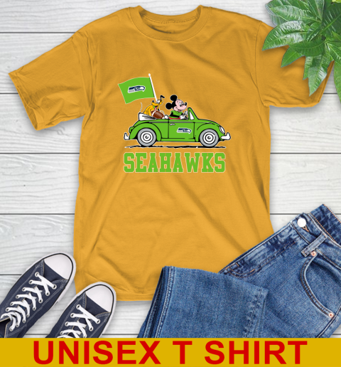 NFL Football Seattle Seahawks Pluto Mickey Driving Disney Shirt T-Shirt 3