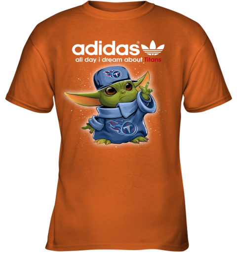 Baby Yoda Adidas All Day I Dream About Tennessee Titans Youth T-Shirt 