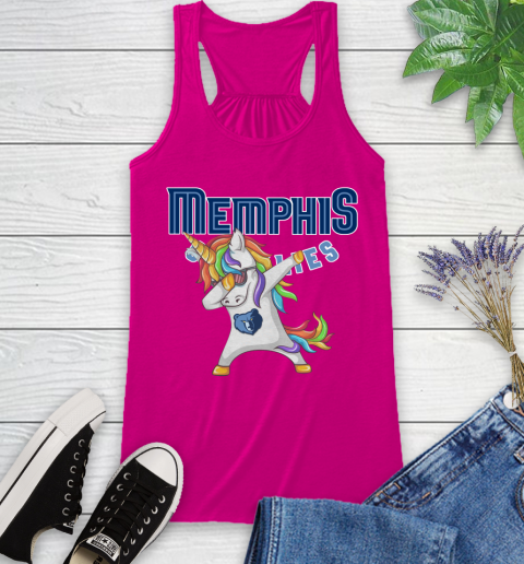 Memphis Grizzlies NBA Basketball Funny Unicorn Dabbing Sports Racerback Tank 8