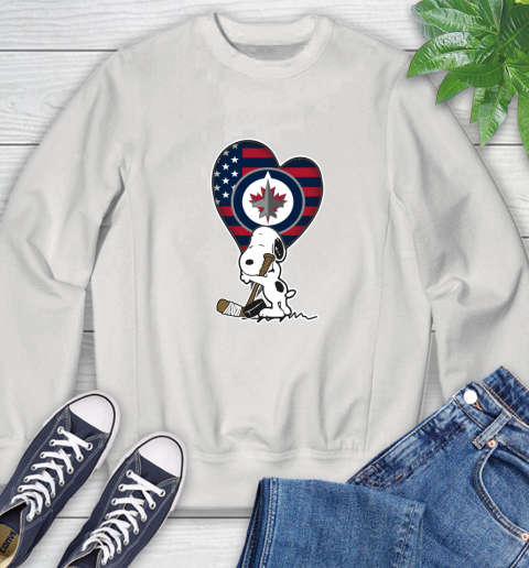 Winnipeg Jets NHL Hockey The Peanuts Movie Adorable Snoopy Sweatshirt