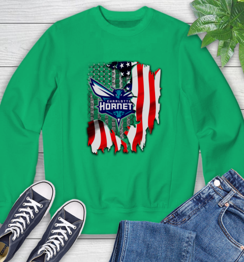 Charlotte Hornets NBA Basketball American Flag Sweatshirt 7