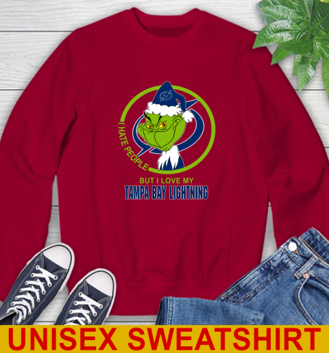 Tampa Bay Lightning NHL Christmas Grinch I Hate People But I Love My Favorite Hockey Team Sweatshirt 7