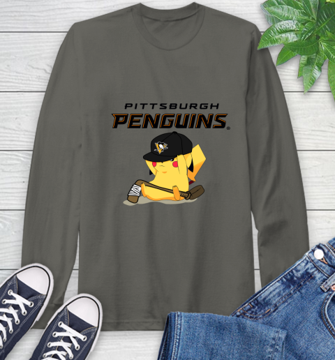NHL Pikachu Hockey Sports Pittsburgh Penguins Long Sleeve T-Shirt 8