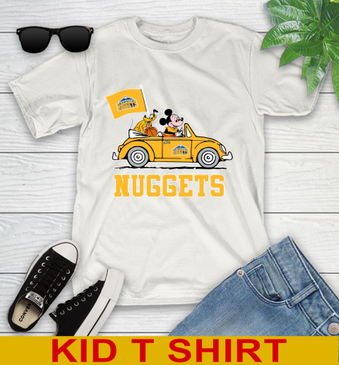NBA Basketball Denver Nuggets Pluto Mickey Driving Disney Shirt Youth T-Shirt