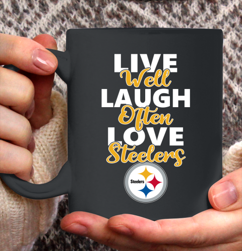 NFL Football Pittsburgh Steelers Live Well Laugh Often Love Shirt Ceramic Mug 15oz